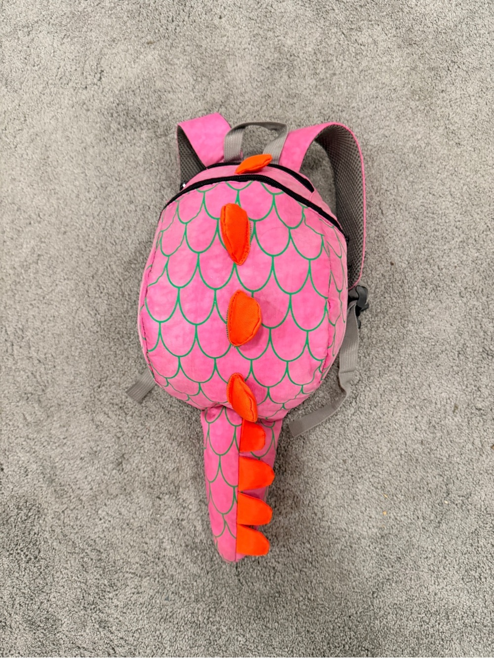 Toddler Pink Dinosaur Backpack with Orange Spikes